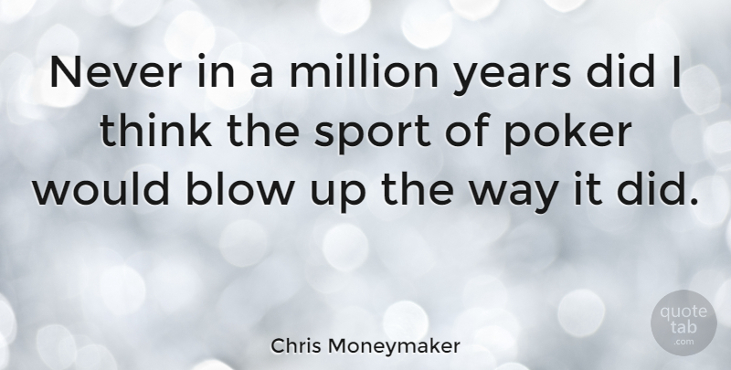 Chris Moneymaker Quote About Sports, Thinking, Blow: Never In A Million Years...