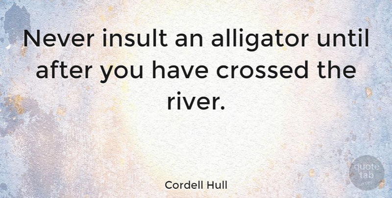 Cordell Hull Quote About Funny, Epic, Rivers: Never Insult An Alligator Until...