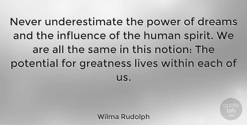 Wilma Rudolph Quote About Inspirational, Motivational, Running: Never Underestimate The Power Of...