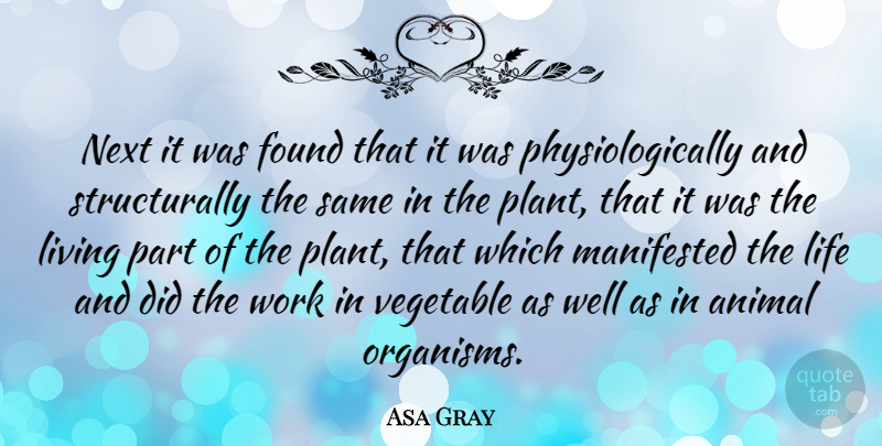 Asa Gray Quote About Animal, Vegetables, Next: Next It Was Found That...