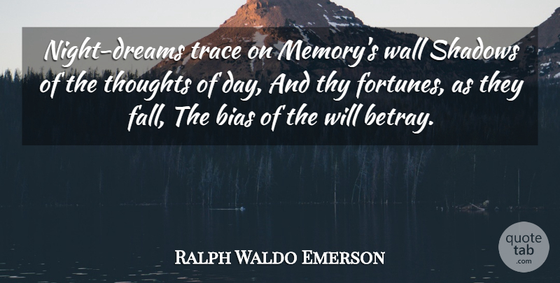 Ralph Waldo Emerson Quote About Dream, Memories, Wall: Night Dreams Trace On Memorys...