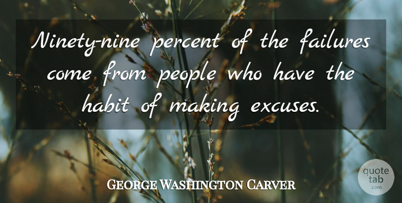 George Washington Carver Quote About Inspirational, Motivational, Badass: Ninety Nine Percent Of The...