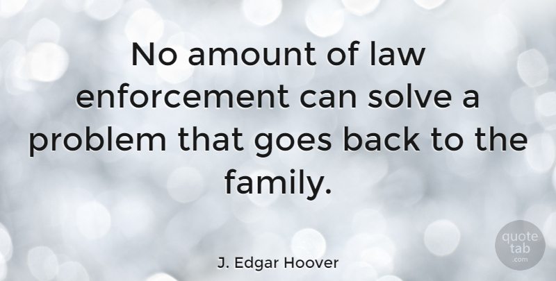 J. Edgar Hoover Quote About Family, Law, Enforcement: No Amount Of Law Enforcement...
