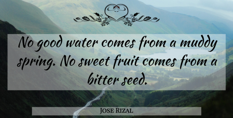 Jose Rizal Quote About Sweet, Spring, Water: No Good Water Comes From...