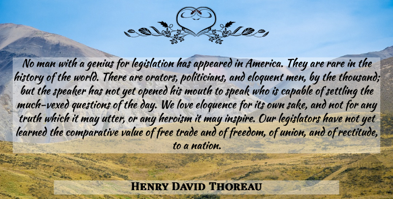 Henry David Thoreau Quote About Truth, Men, America: No Man With A Genius...