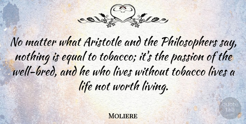 Moliere Quote About Passion, Literature, Matter: No Matter What Aristotle And...