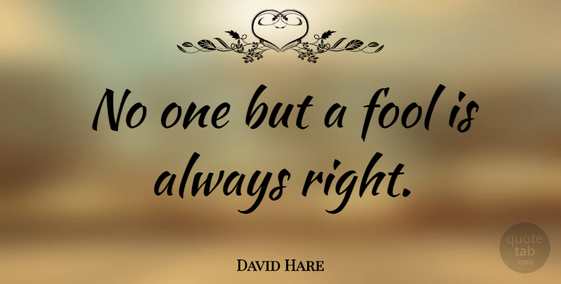 David Hare Quote About Fool: No One But A Fool...