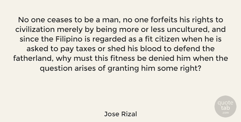 Jose Rizal Quote About Arises, Asked, Ceases, Citizen, Civilization: No One Ceases To Be...