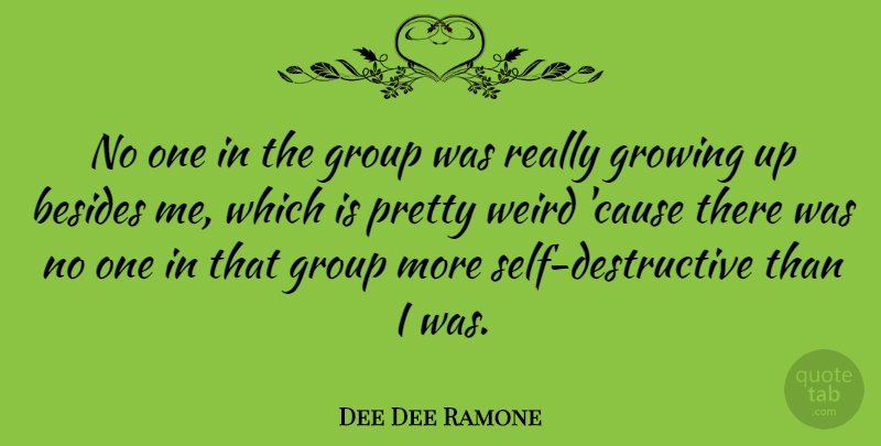 Dee Dee Ramone Quote About Besides, Group, Growing, Weird: No One In The Group...