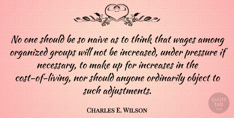 Charles E. Wilson Quote About Among, Anyone, Groups, Increases, Nor: No One Should Be So...
