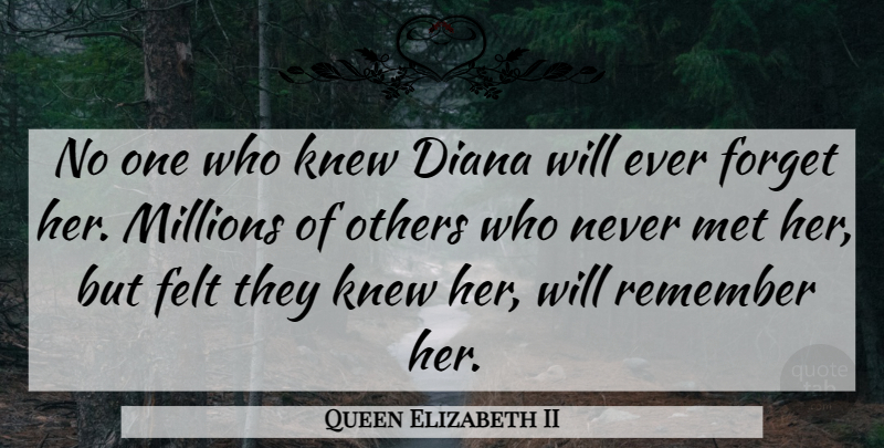 Queen Elizabeth II Quote About Diana, Felt, Knew, Met, Millions: No One Who Knew Diana...