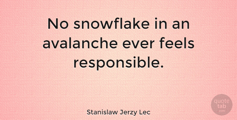 Stanislaw Jerzy Lec Quote About French Writer, Snowflake: No Snowflake In An Avalanche...