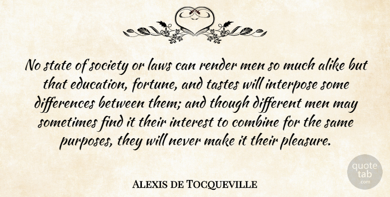 Alexis de Tocqueville Quote About Men, Law, Differences: No State Of Society Or...