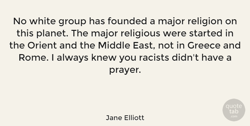Jane Elliott Quote About Religious, Prayer, Rome: No White Group Has Founded...