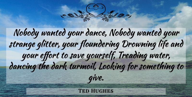 Ted Hughes Quote About Dark, Dancing, Water: Nobody Wanted Your Dance Nobody...