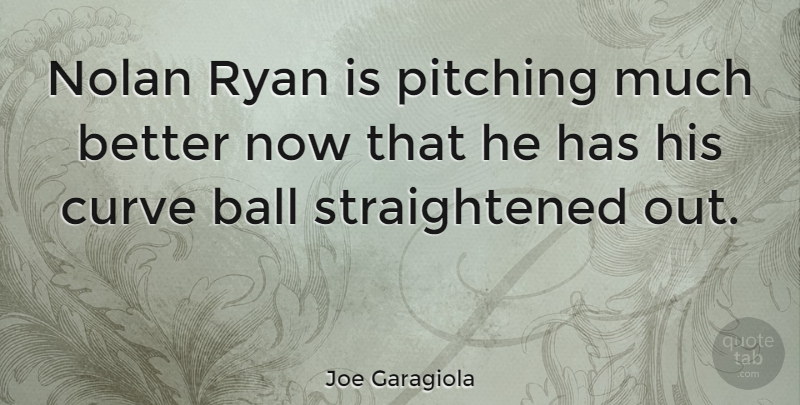 Joe Garagiola Quote About Baseball, Curves, Balls: Nolan Ryan Is Pitching Much...