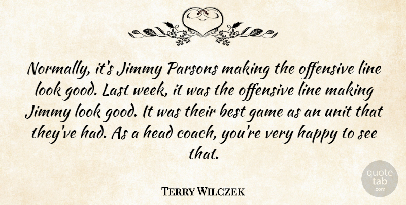 Terry Wilczek Quote About Best, Game, Happy, Head, Jimmy: Normally Its Jimmy Parsons Making...