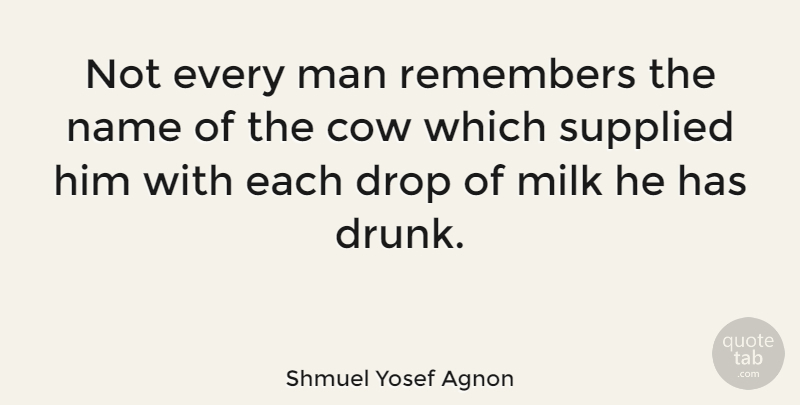 Shmuel Yosef Agnon Quote About Men, Names, Drunk: Not Every Man Remembers The...