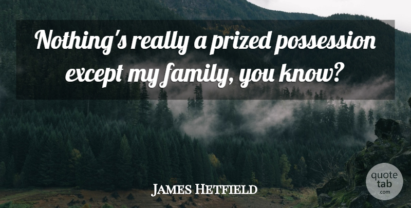 James Hetfield Quote About My Family, Prized Possessions, Possession: Nothings Really A Prized Possession...