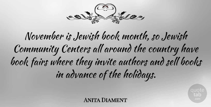 Anita Diament Quote About Advance, Authors, Book, Books, Centers: November Is Jewish Book Month...