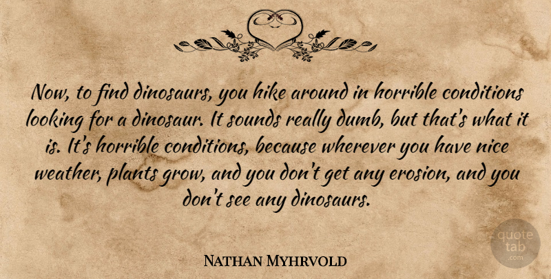 Nathan Myhrvold Quote About Nice, Erosion, Weather: Now To Find Dinosaurs You...