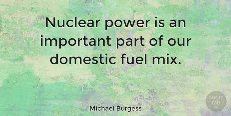 Michael Burgess Quote About Domestic, Power: Nuclear Power Is An Important...