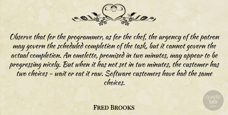 Fred Brooks Quote About Two, Waiting, Choices: Observe That For The Programmer...