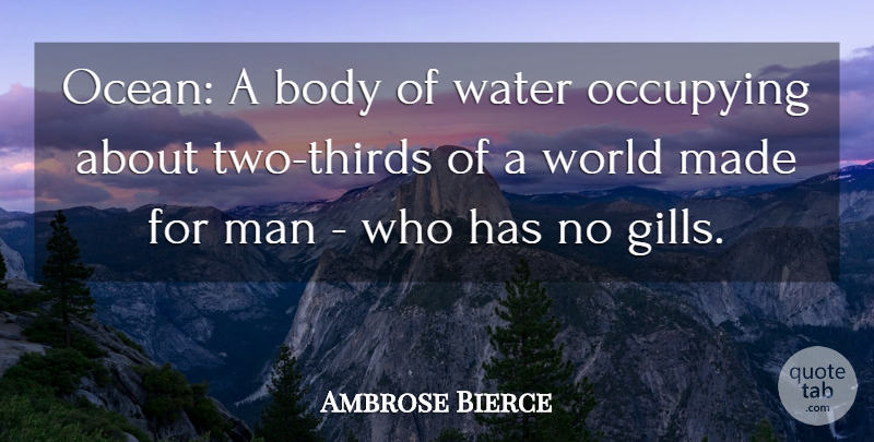 Ambrose Bierce Quote About Sarcastic, Beach, Nature: Ocean A Body Of Water...
