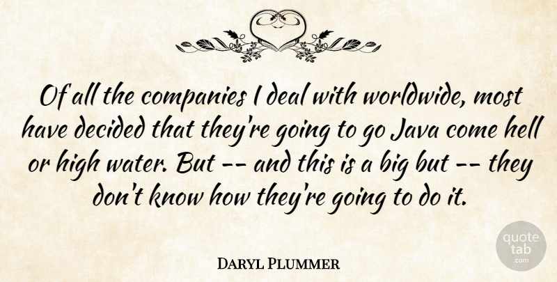 Daryl Plummer Quote About Companies, Deal, Decided, Hell, High: Of All The Companies I...
