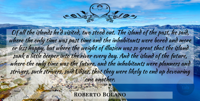 Roberto Bolano Quote About Past, Two, Rivers: Of All The Islands Hed...