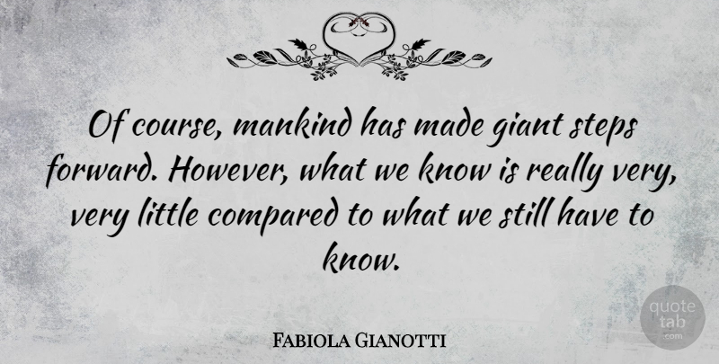 Fabiola Gianotti Quote About Compared, Mankind: Of Course Mankind Has Made...