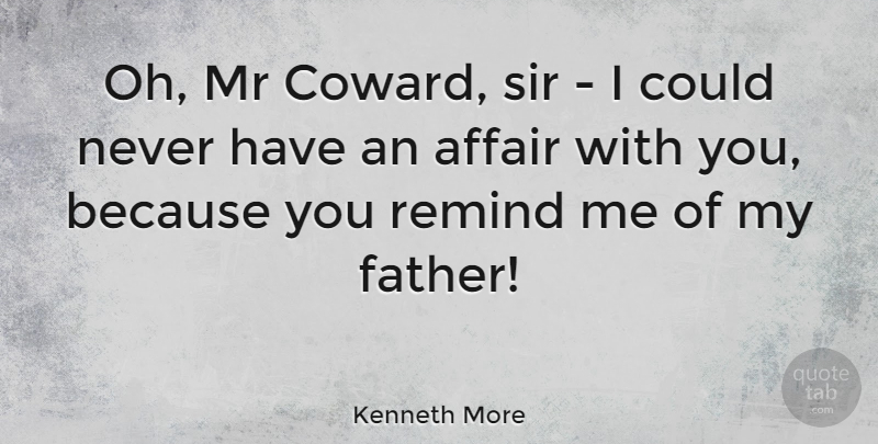 Kenneth More Quote About British Actor, Mr, Remind, Sir: Oh Mr Coward Sir I...