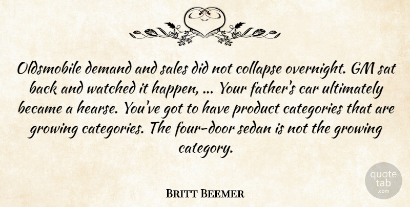 Britt Beemer Quote About Became, Car, Categories, Collapse, Demand: Oldsmobile Demand And Sales Did...