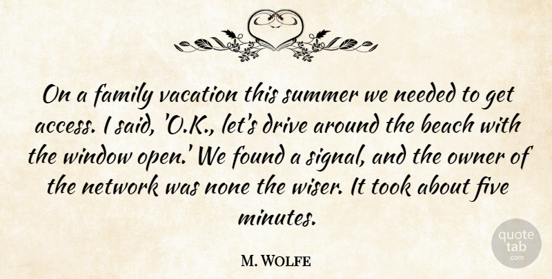 M. Wolfe Quote About Beach, Drive, Family, Five, Found: On A Family Vacation This...