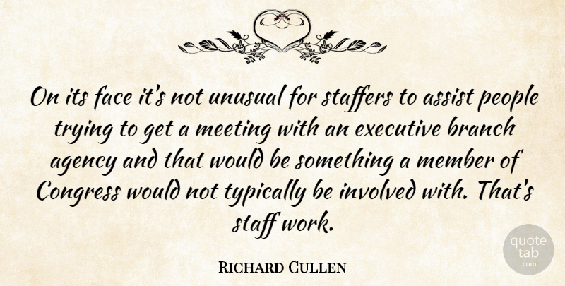 Richard Cullen Quote About Agency, Assist, Branch, Congress, Executive: On Its Face Its Not...