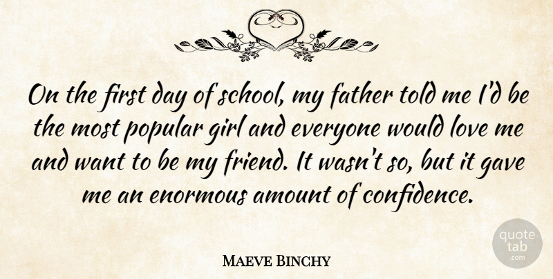 Maeve Binchy Quote About Girl, Father, School: On The First Day Of...