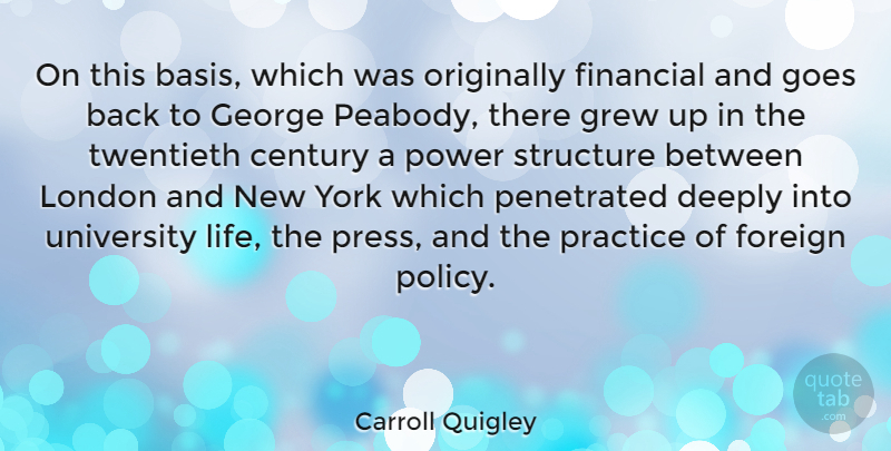 Carroll Quigley Quote About New York, Practice, London: On This Basis Which Was...