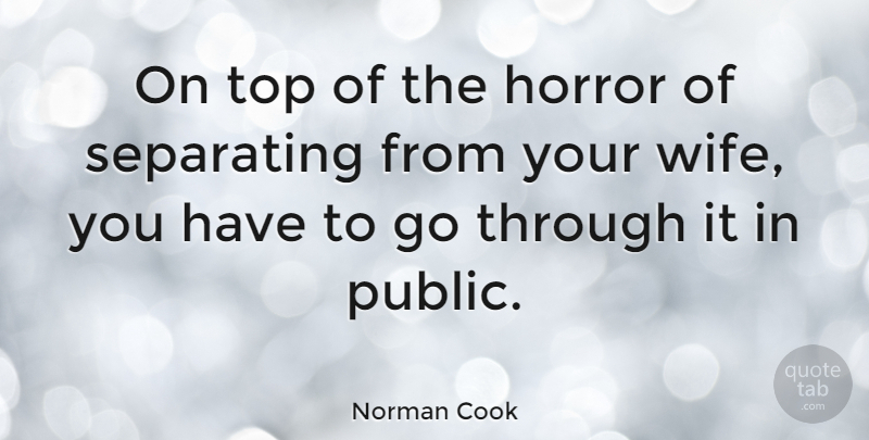 Norman Cook Quote About Separating: On Top Of The Horror...