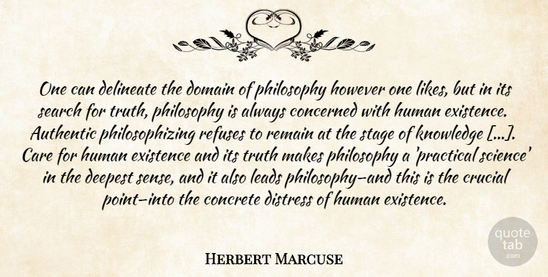 Herbert Marcuse Quote About Philosophy, Care, Likes: One Can Delineate The Domain...
