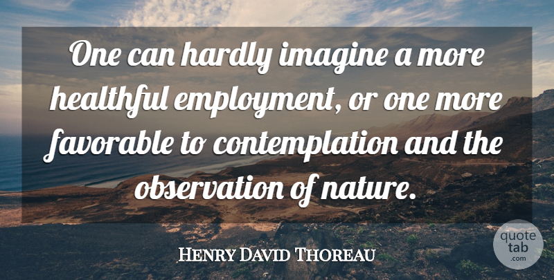 Henry David Thoreau Quote About Employment, Imagine, Contemplation: One Can Hardly Imagine A...