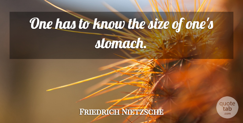 Friedrich Nietzsche Quote About Size, Know Thyself, Stomach: One Has To Know The...
