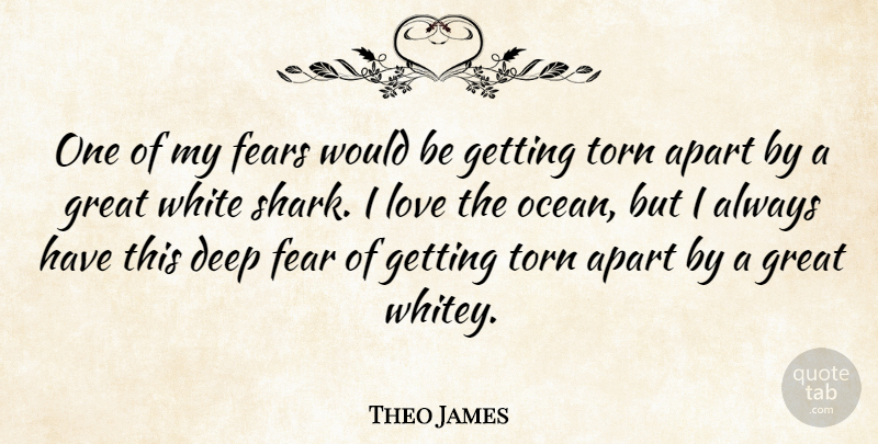 Theo James Quote About Apart, Deep, Fear, Fears, Great: One Of My Fears Would...