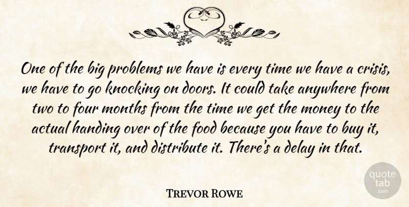 Trevor Rowe Quote About Actual, Anywhere, Buy, Crisis, Delay: One Of The Big Problems...