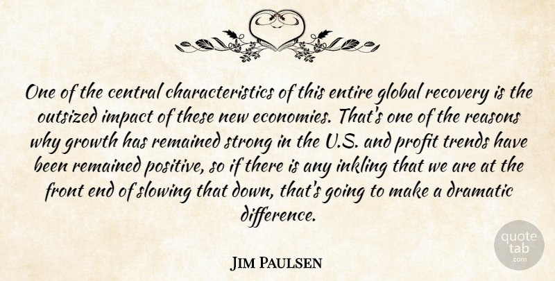 Jim Paulsen Quote About Central, Dramatic, Entire, Front, Global: One Of The Central Characteristics...