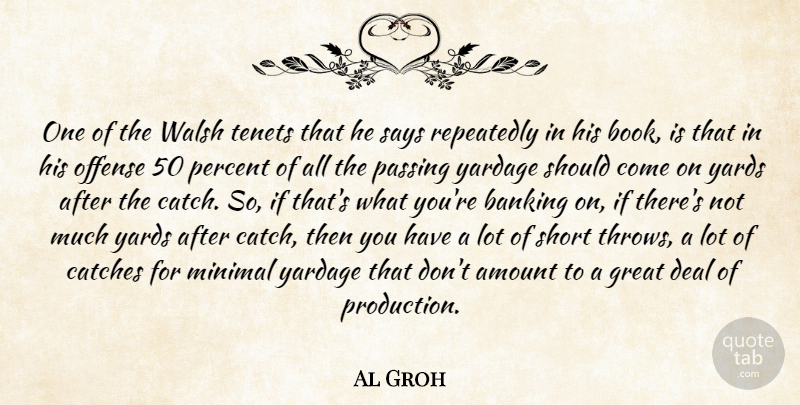 Al Groh Quote About Amount, Banking, Books And Reading, Deal, Great: One Of The Walsh Tenets...