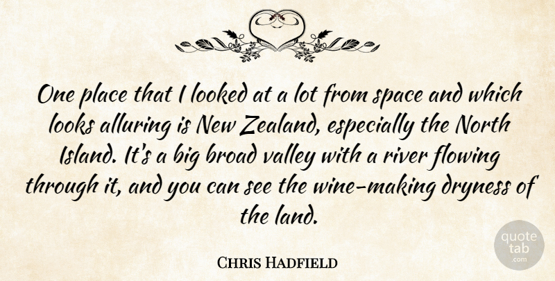 Chris Hadfield Quote About Alluring, Broad, Flowing, Looked, Looks: One Place That I Looked...