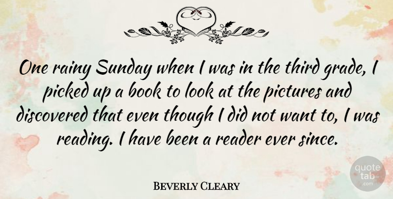 Beverly Cleary Quote About Book, Reading, Sunday: One Rainy Sunday When I...