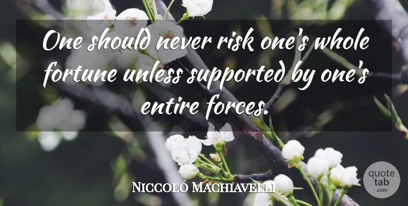 Niccolo Machiavelli Quote About War, Risk, Should: One Should Never Risk Ones...
