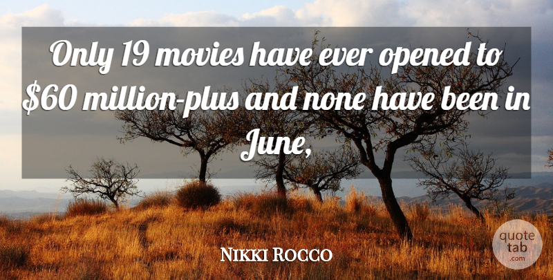 Nikki Rocco Quote About Movies, None, Opened: Only 19 Movies Have Ever...