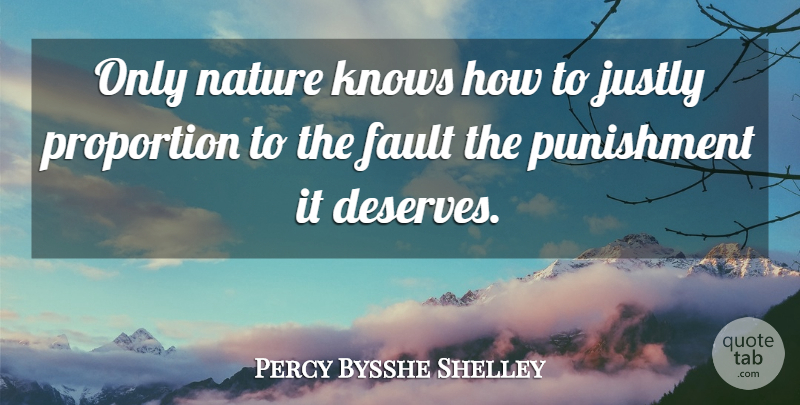 Percy Bysshe Shelley Quote About Nature, Punishment, Faults: Only Nature Knows How To...
